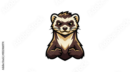 An Illustrated Ferret A Detailed Portrait of a Playful Mustelid, Perfect for Design Projects