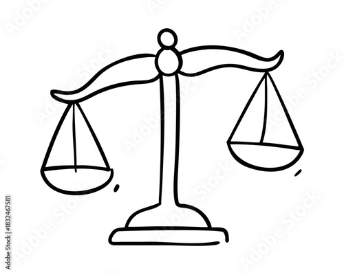 One line drawing of law balance, or Scale icon, symbol of court and firm. Vector illustration continuous hand drawn minimalism design. icon

