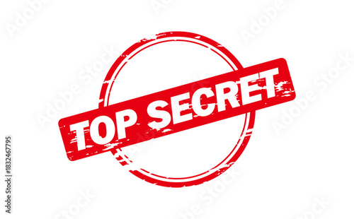 TOP SECRET - Red Rubber Stamp with text TOP SECRET
