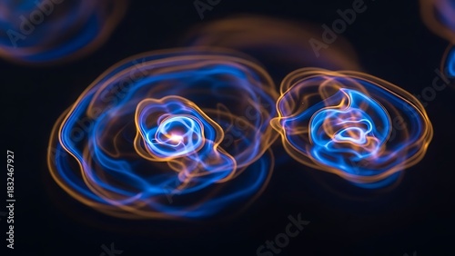 Explore abstract energy fields with glowing blue and gold plasma waves, perfect for science, innovation, or futuristic concepts, a dynamic and vibrant background for your next project