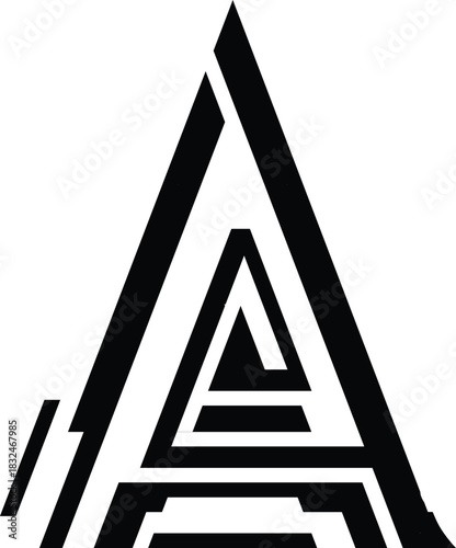 logo The image features a stylized, geometric letter "A" rendered in black against a clean white background, creating a strong visual contrast that highlights the letter's unique design