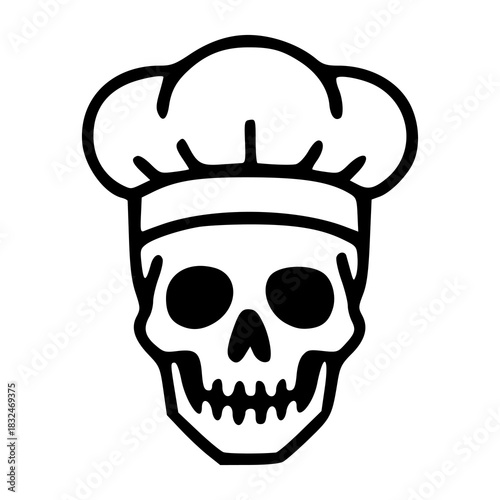 chef skull vector icon or logo design