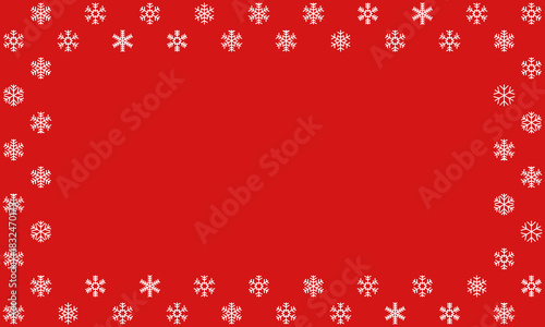 white snowflakes frame, christmas announcement message template, new year greetings red background
