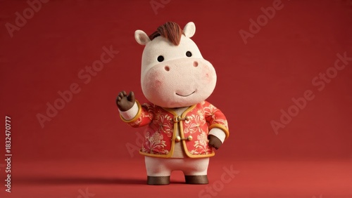 Chubby 3D Horse Character for Chinese New Year 2026