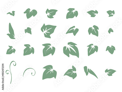手書きのシンプルな葉っぱのアイコンセット