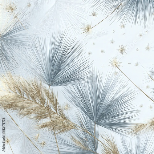 Minimalist seamless pattern with pine branches, golden stars, and hidden 2026 numbers in green, gold, and white for elegant holiday design.