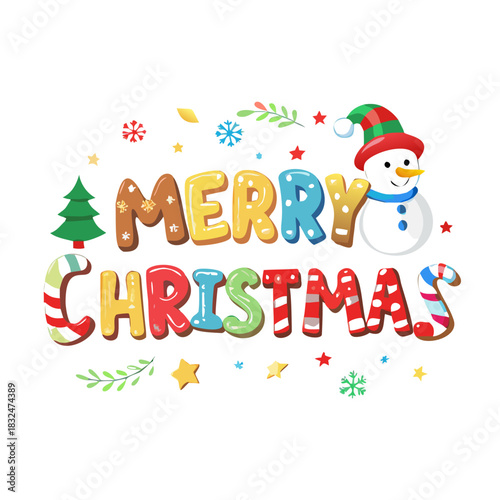 Merry Christmas text. Xmas calligraphic inscription. Christmas handwritten lettering. Xmas text isolated on white for postcard, poster, banner design element. vector style