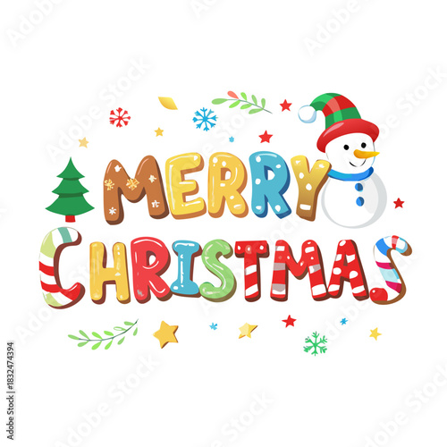 Merry Christmas text. Xmas calligraphic inscription. Christmas handwritten lettering. Xmas text isolated on white for postcard, poster, banner design element. vector style