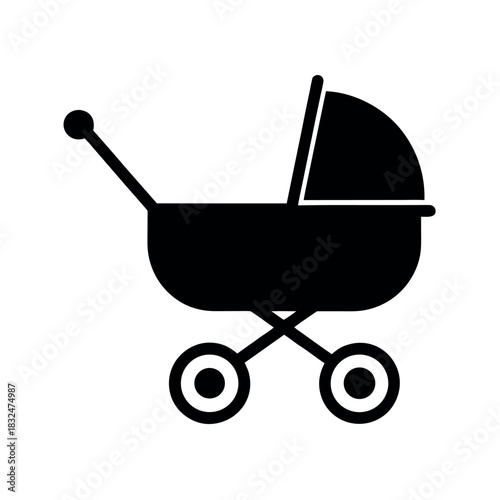 Baby Stroller Silhouette Vector Illustration