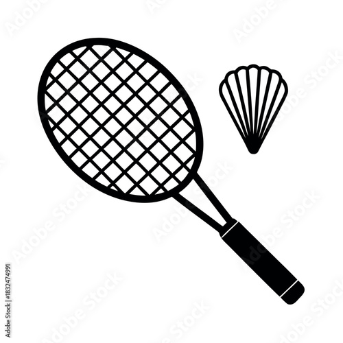 Badminton Racket and Shuttlecock Vector Illustration