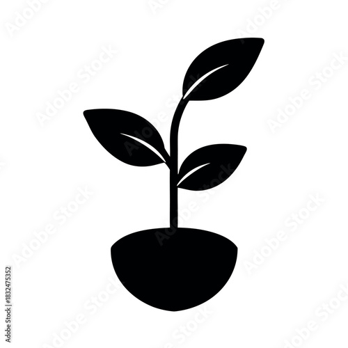 Seedling Silhouette Vector Illustration