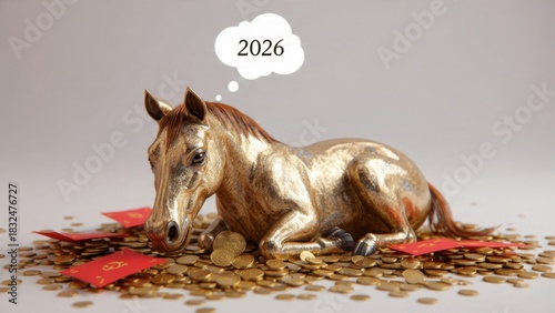 Cute Foal Napping on Floor 3D Illustration