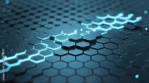 Hexagon Tiles Illuminating Brightly in Advanced Technology Design