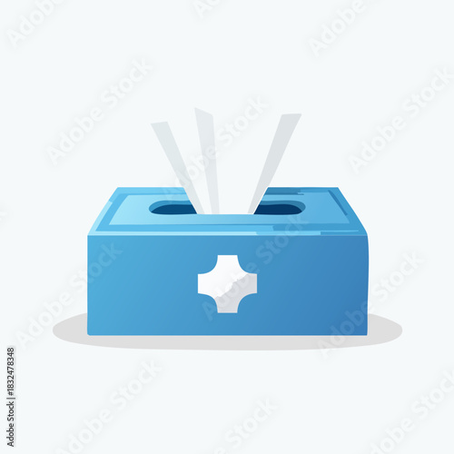 Blue Tissue Box with White Tissues for Hygiene and Health.