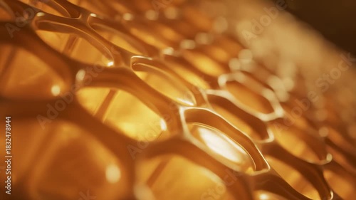 Shiny Honeycomb Structure in Motion, Abstract Close Up