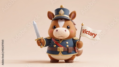 Ancient General Horse Mascot Fighting Stance