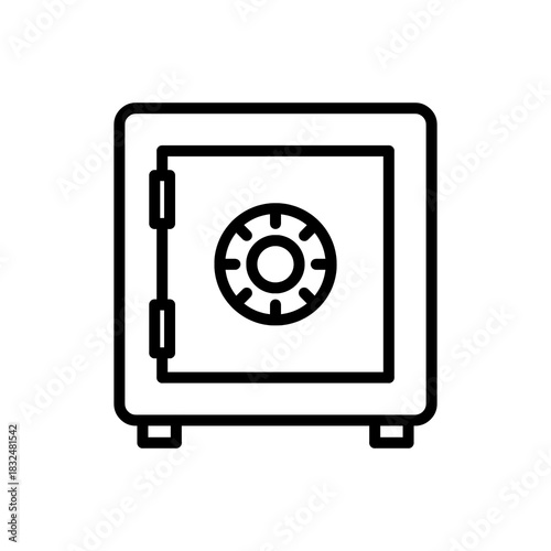 Vector vault safe icon symbolizes security, storage of money and valuable documents, suitable for modern banking, finance, and data protection themes.