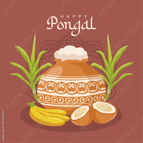 vector happy pongal poster template
