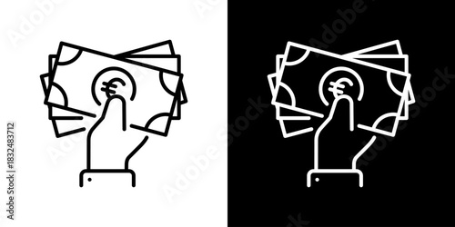 Banknote Icon With Euro Symbol. Fresh Line Design Built For Creative Flexibility In Light And Dark Versions.