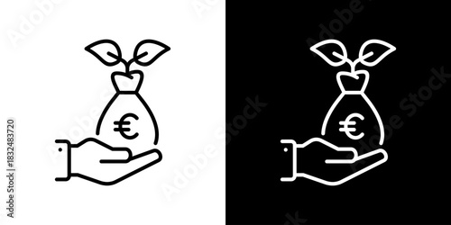 Investment Icon With Euro Symbol. Fresh Line Design Built For Creative Flexibility In Light And Dark Versions.