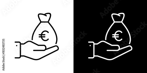 Money Icon With Euro Symbol. Fresh Line Design Built For Creative Flexibility In Light And Dark Versions.