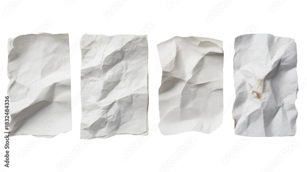 Obraz premium Four crumpled papers offer creative texture and design element