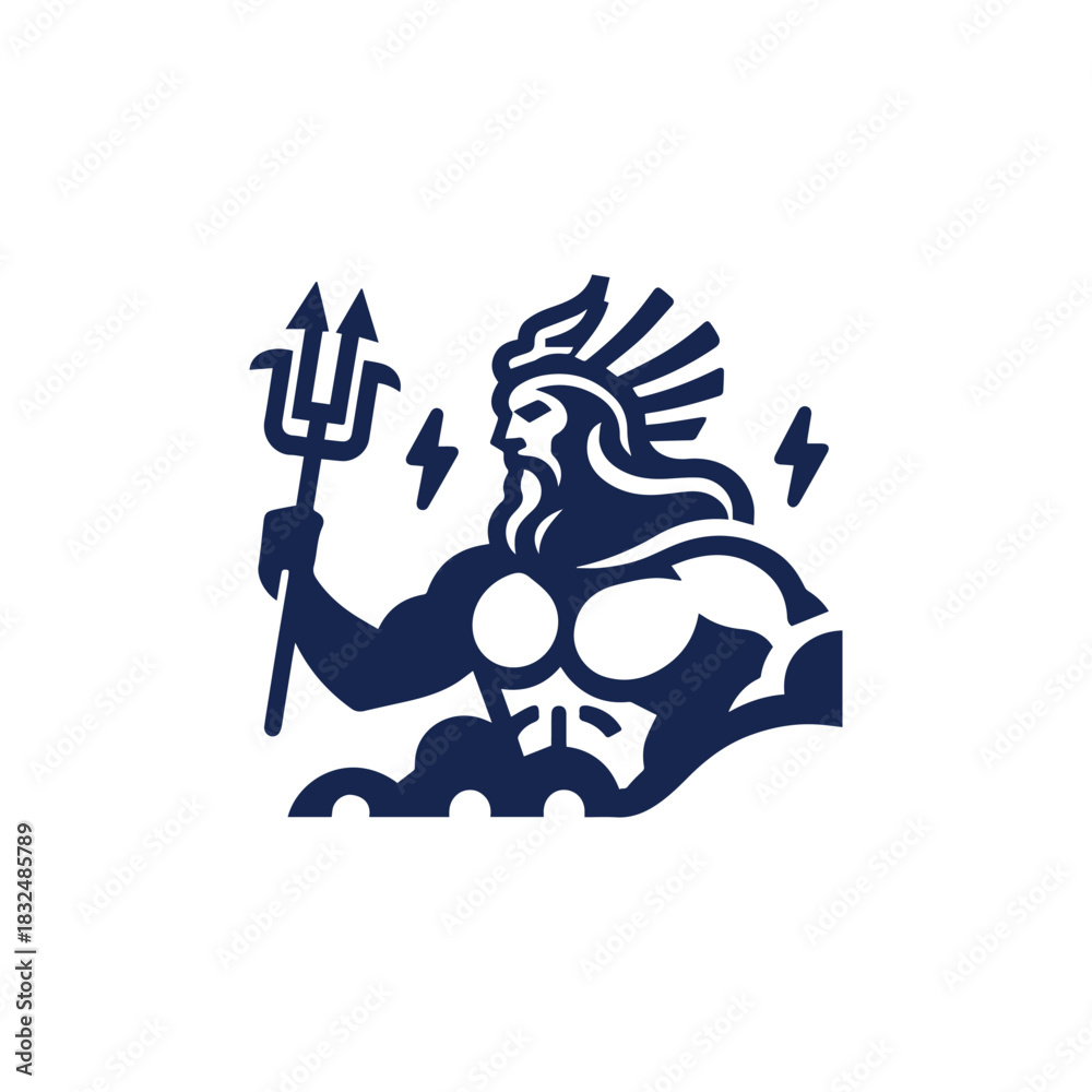 Naklejka premium Mythical God of Thunder Logo