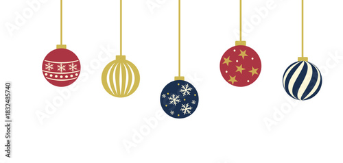 クリスマスバナー　オーナメントのイラスト