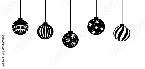 クリスマスバナー　オーナメントのイラスト