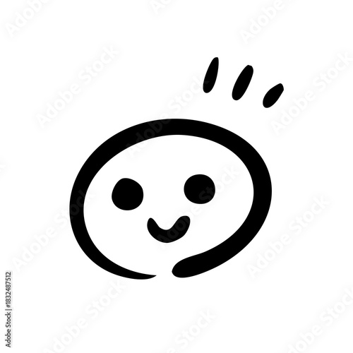 手書きの笑顔の顔文字・表情アイコン 漫符