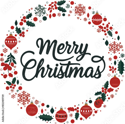Merry illustration design Christmas typography vector