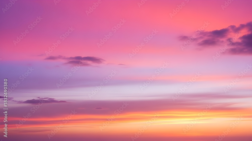 Fototapeta premium Dreamlike sky gradient background inspired by sunset clouds, blending soft magenta, lilac mist, and glowing warm orange.