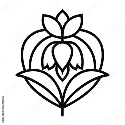 Bleeding heart flower outline botanical vector for wall art and posters