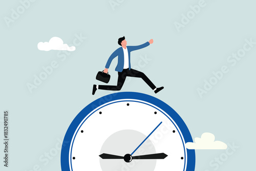 Time is running out, deadlines or rushing to be late for work, urgency or determination to get the job done, stress or anxiety to finish a work draft, entrepreneurs in a hurry to catch up on time.