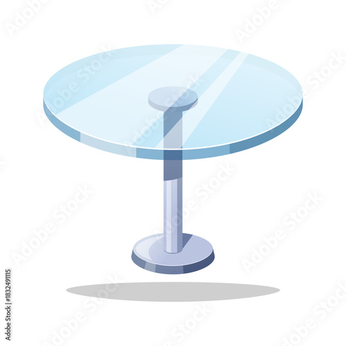 Round glass table vector isolated on white background,