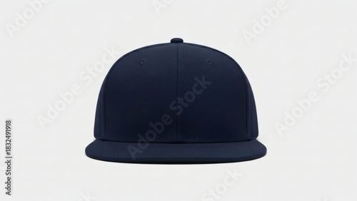 Solid Navy Blue Baseball Cap Mockup Front View on White Background