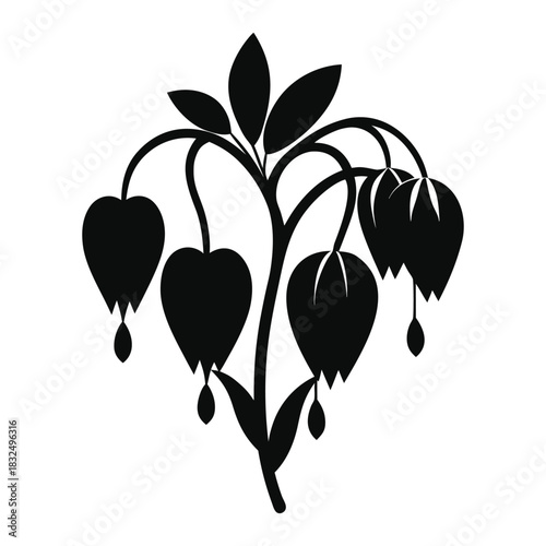 Bleeding heart flower silhouette vector isolated floral plant illustration
