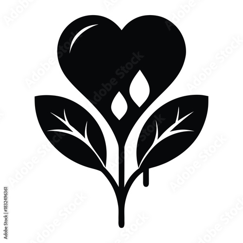 Bleeding heart flower silhouette vector illustration for logo and emblem use