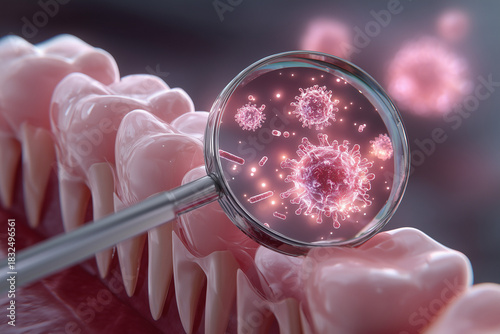 Tooth Hygiene Illustration Showing Microbial Infection
