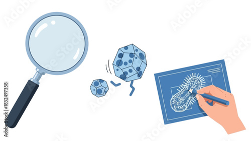 Microscopic investigation of viral structures and cellular breakdowns in scientific research