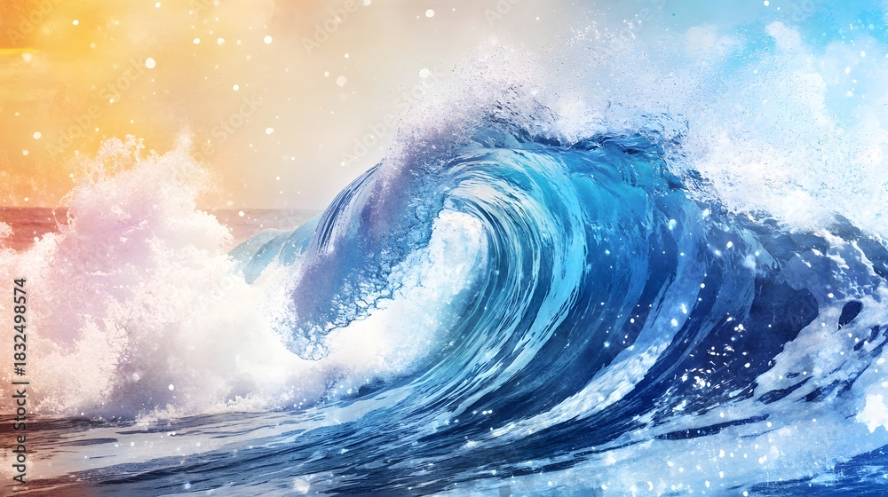 Fototapeta premium Abstract watercolor big wave for textures