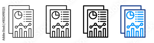 Data Report Icon Different Style Outline Collection Set