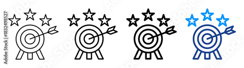 Target Achieve Icon Different Style Outline Collection Set