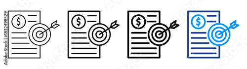 Business Objective Icon Different Style Outline Collection Set