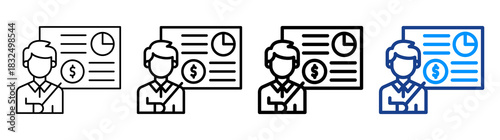 Business Presentation Icon Different Style Outline Collection Set