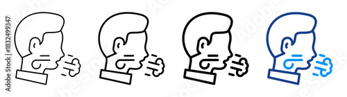 Breathing Exercises Icon Different Style Outline Collection Set