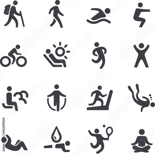 Exercise and Relaxation Icons 