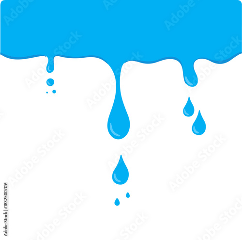 Blue paint dripping liquid flowing drops seamless graphic background