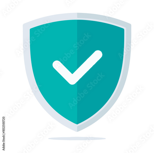 Minimal flat security shield check mark icon green vector design
