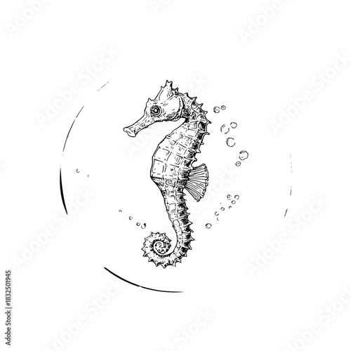 Seahorse aquatic animal ocean sea life underwater marine biology hippocampus fish wildlife drawing illustration